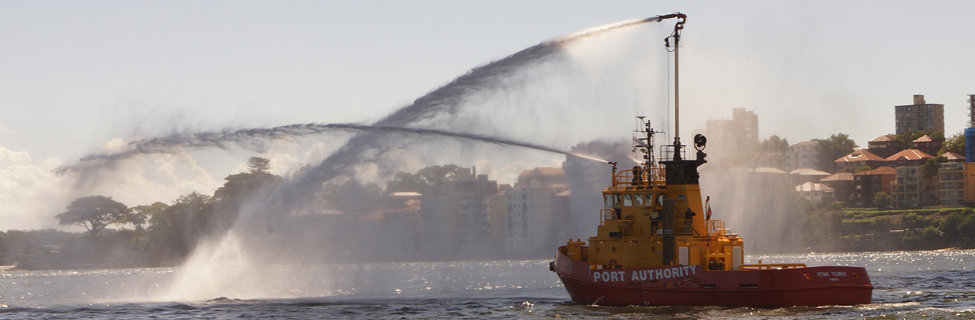 Shirley Smith (tug vessel) demonstrating water display on Sydney Harbour