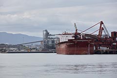 A vessel berthed at port in Port Kembla