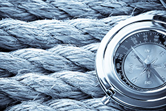 Nautical ropes and compass