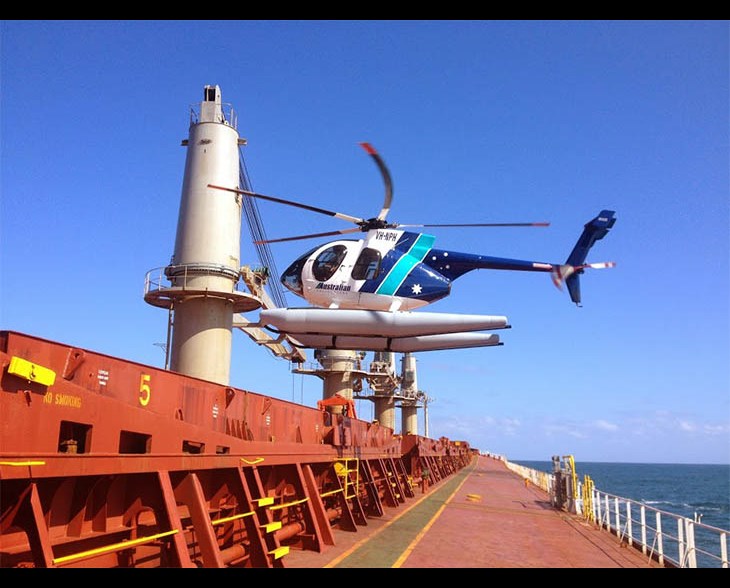 Pilot transfer by helicopter, Newcastle Harbour